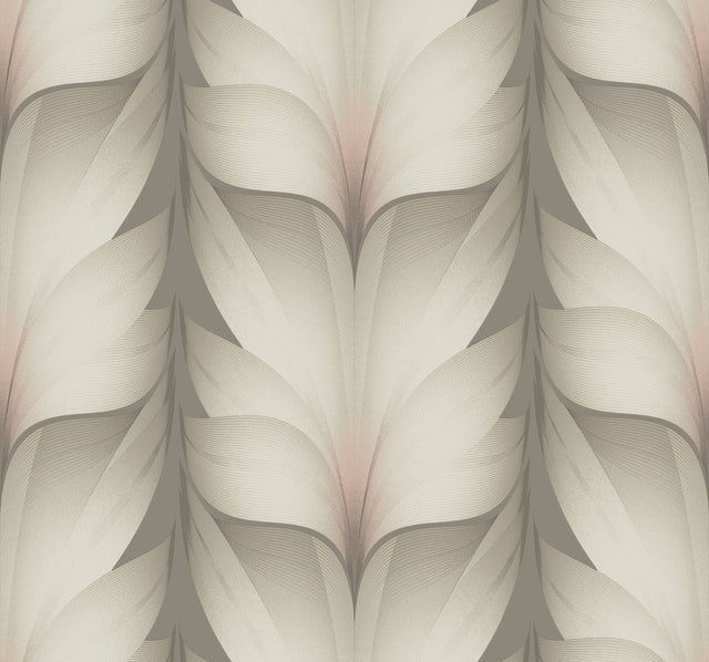 Lotus Light Stripe Taupe & Blush Wallpaper with Organic Petal Stripe Motif - York EV3952