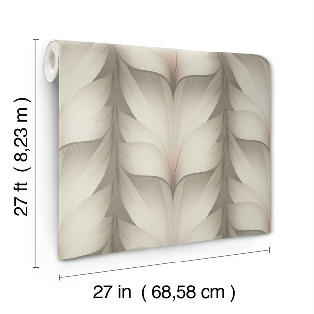 Lotus Light Stripe Taupe & Blush Wallpaper with Organic Petal Stripe Motif - York EV3952