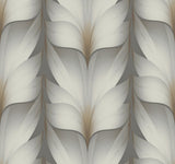 Lotus Light Stripe Charcoal Wallpaper with Contemporary Floral Stripe Motif - York EV3953