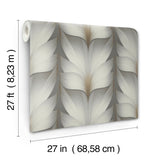 Lotus Light Stripe Charcoal Wallpaper with Contemporary Floral Stripe Motif - York EV3953