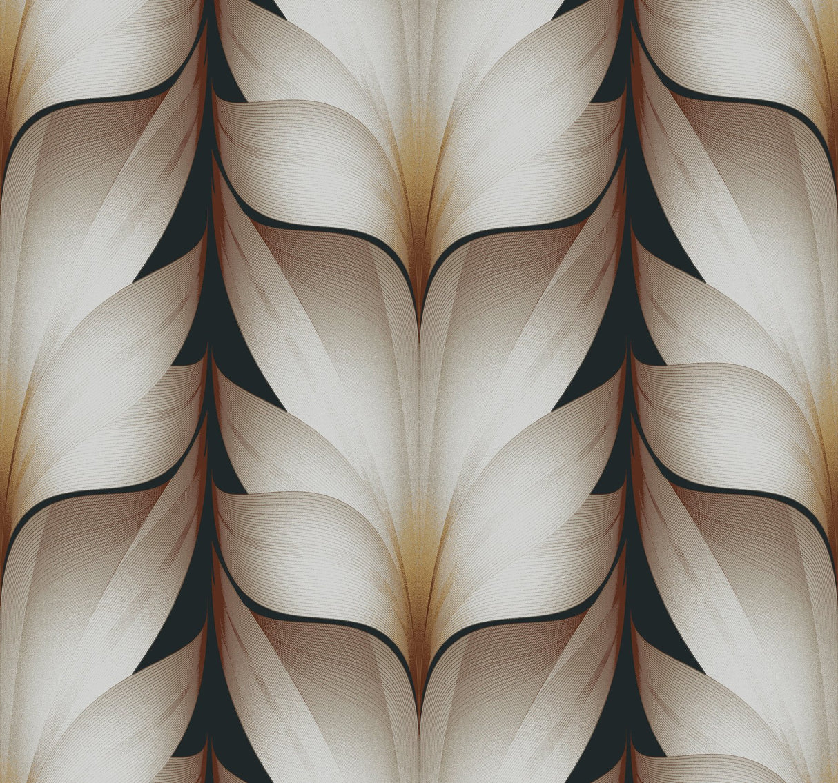 Lotus Light Stripe Black Wallpaper with Striped Lotus Motif - York EV3954