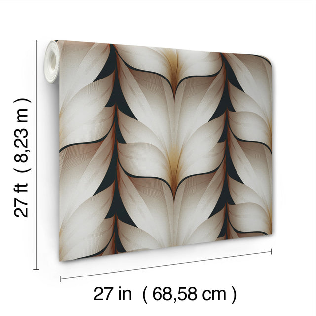 Lotus Light Stripe Black Wallpaper with Striped Lotus Motif - York EV3954