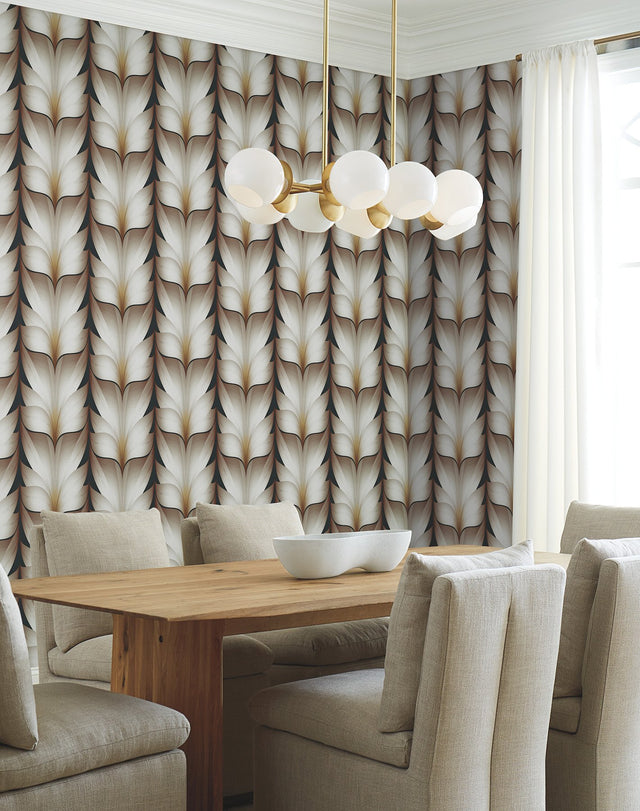 Lotus Light Stripe Black Wallpaper with Striped Lotus Motif - York EV3954