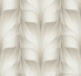 Lotus Light Stripe White Wallpaper with Silvery Neutral Feathered Lotus Motif - York EV3955