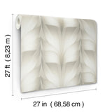 Lotus Light Stripe White Wallpaper with Silvery Neutral Feathered Lotus Motif - York EV3955