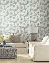 Blended Floral Aqua Wallpaper with Watercolor Floral Pattern - York EV3961