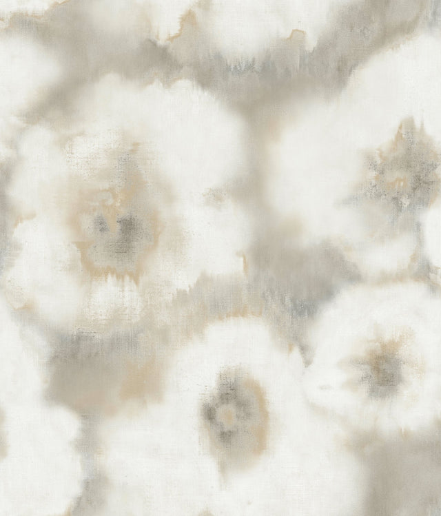 Blended Floral Neutral Wallpaper with Watercolor Floral Pattern - York EV3962