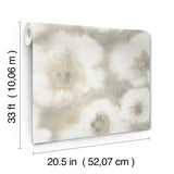 Blended Floral Neutral Wallpaper with Watercolor Floral Pattern - York EV3962