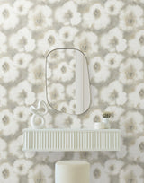 Blended Floral Neutral Wallpaper with Watercolor Floral Pattern - York EV3962