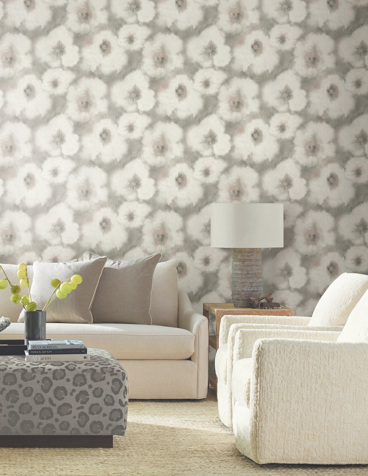 Blended Floral Clay Wallpaper with Watercolor Floral Pattern - York EV3963