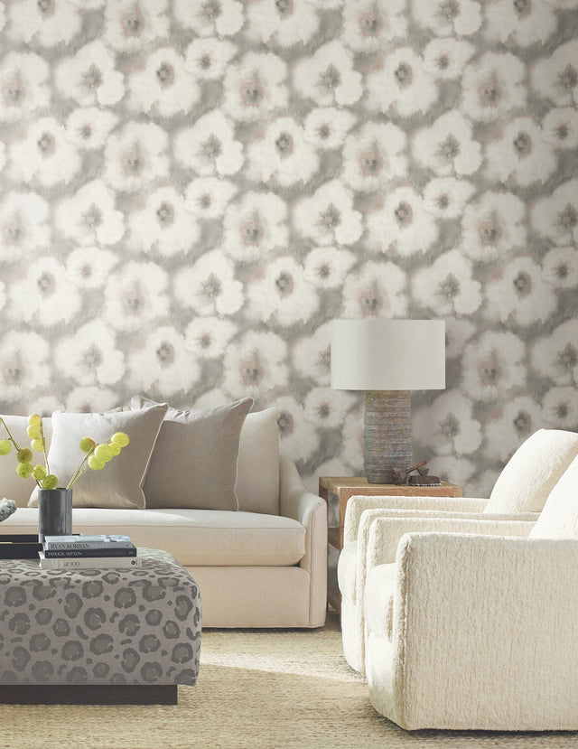 Blended Floral Clay Wallpaper with Watercolor Floral Pattern - York EV3963