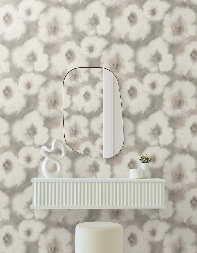 Blended Floral Clay Wallpaper with Watercolor Floral Pattern - York EV3963
