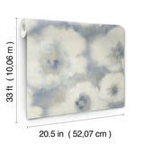 Blended Floral Blue Wallpaper with Diffused Watercolor Floral Pattern - York EV3964