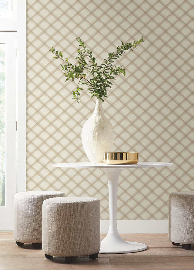 Bayside Basket Weave Blonde Wallpaper with Woven Basketweave Pattern - York EV3965