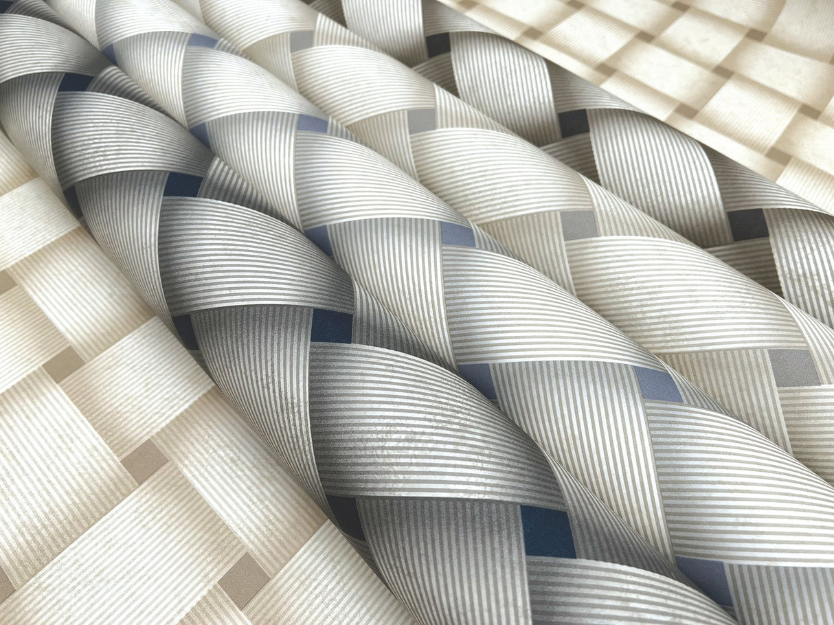 Bayside Basket Weave Mocha Wallpaper with Woven Basket Weave Pattern - York EV3966