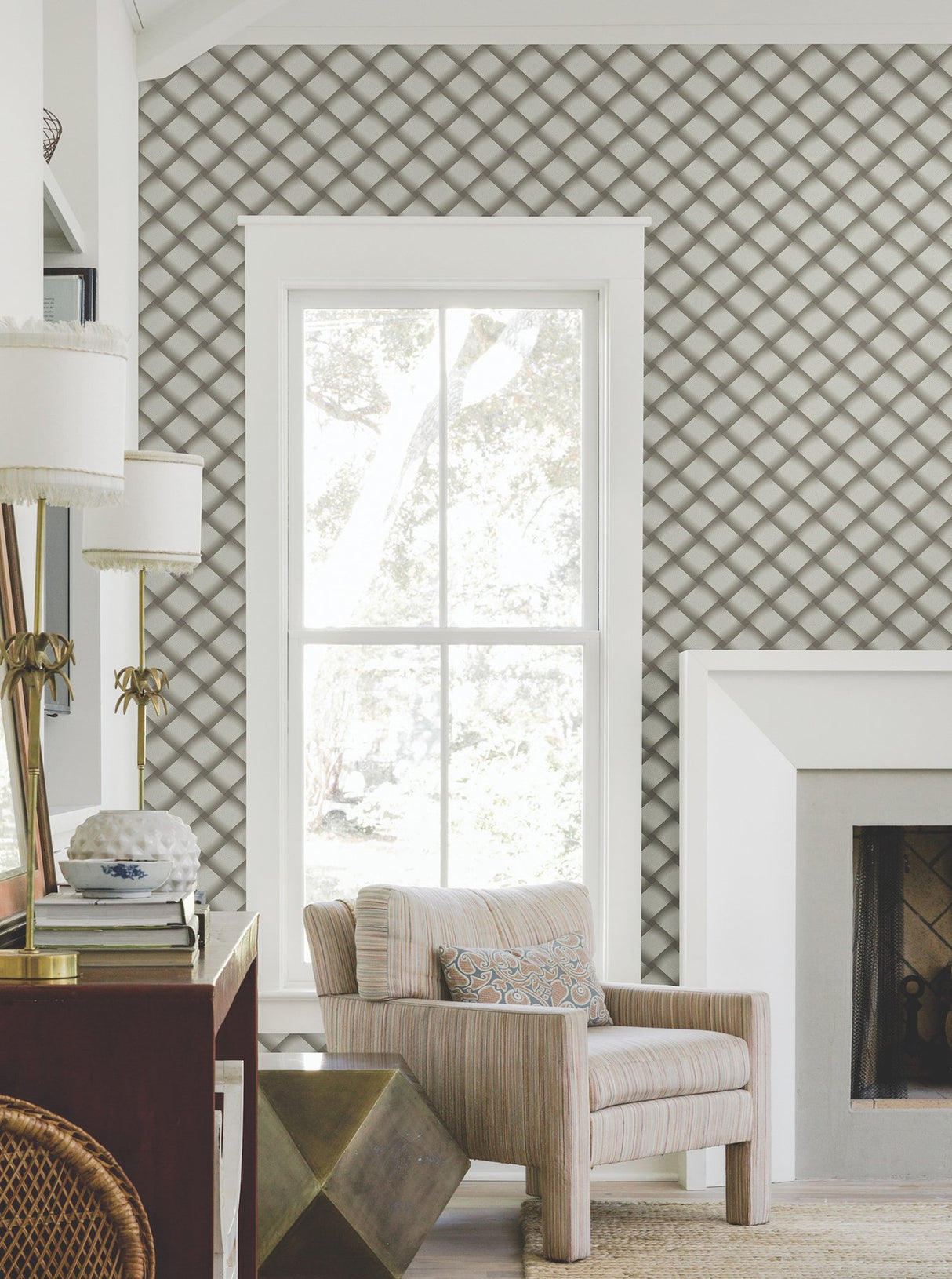 Bayside Basket Weave Mocha Wallpaper with Woven Basket Weave Pattern - York EV3966