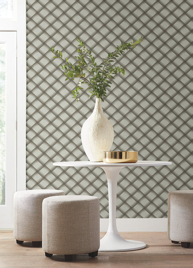 Bayside Basket Weave Mocha Wallpaper with Woven Basket Weave Pattern - York EV3966