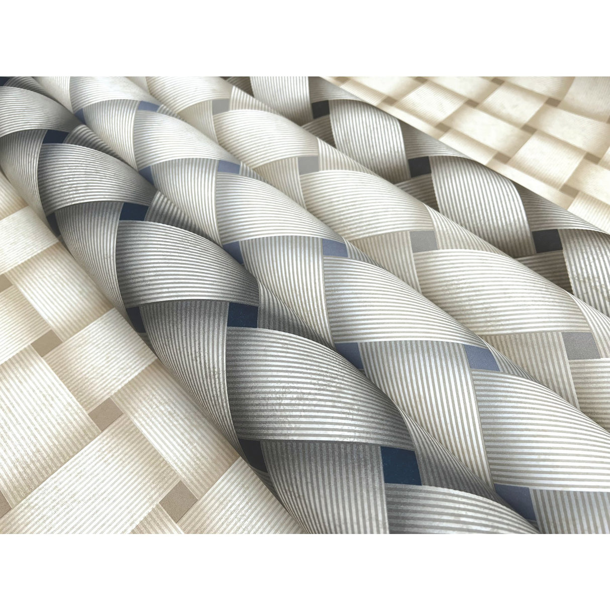 Bayside Basket Weave Smokey Blue Wallpaper with Woven Basket Weave Pattern, Paste-the-Wall Non Woven - York EV3968
