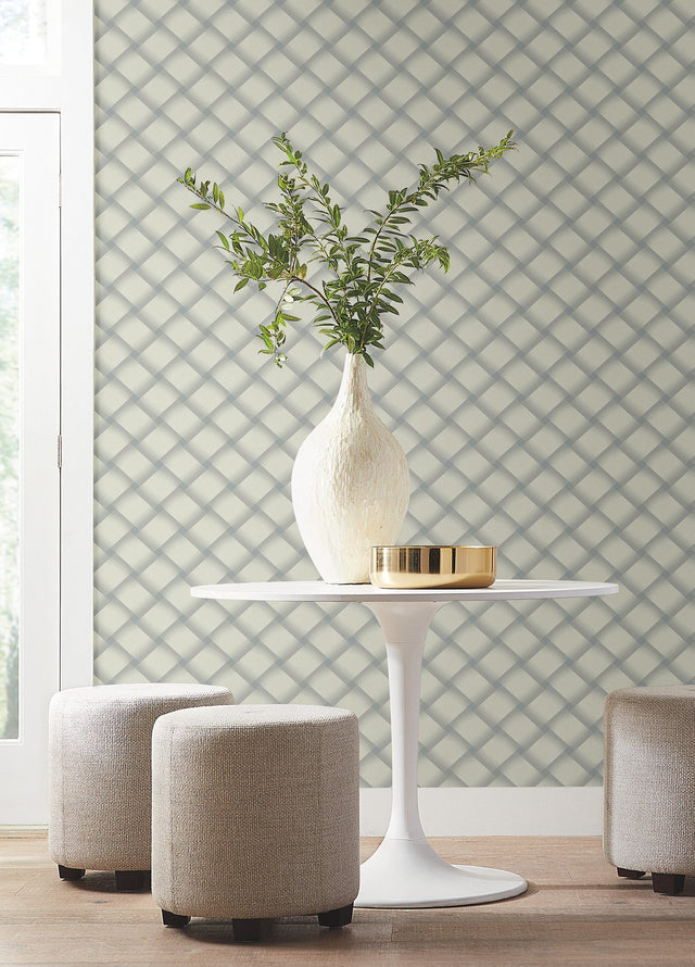 Bayside Basket Weave Smokey Blue Wallpaper with Woven Basket Weave Pattern, Paste-the-Wall Non Woven - York EV3968