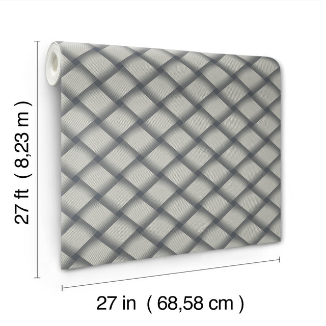 Bayside Basket Weave Navy Wallpaper with Woven Basket Weave Pattern - York EV3969