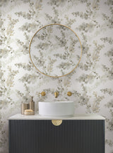 Blossom Fling Blonde Wallpaper with Metallic Botanical Watercolor - York EV3973