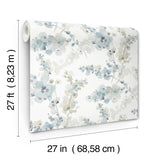 Blossom Fling Blue Watercolor Botanical Metallic Wallpaper - York EV3974