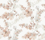 Blossom Fling Clay Wallpaper with Metallic Botanical Watercolor - York EV3975