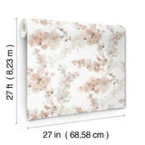 Blossom Fling Clay Wallpaper with Metallic Botanical Watercolor - York EV3975