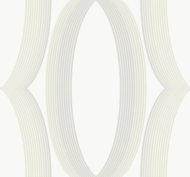 Progression Ogee White Geometric Non Woven Wallpaper - York EV3981