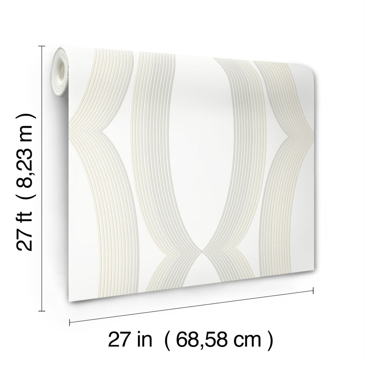 Progression Ogee White Geometric Non Woven Wallpaper - York EV3981