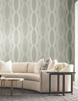 Progression Ogee Light Neutral Wallpaper with Modern Geometric Ogee Pattern - York EV3983