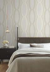 Progression Ogee Blonde Wallpaper with Geometric Ogee Pattern - York EV3984