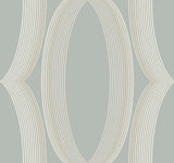 Progression Ogee Light Blue Wallpaper with Geometric Elliptical Motif - York EV3985