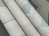 Progression Ogee Light Blue Wallpaper with Geometric Elliptical Motif - York EV3985