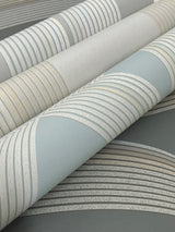 Progression Ogee Light Blue Wallpaper with Geometric Elliptical Motif - York EV3985