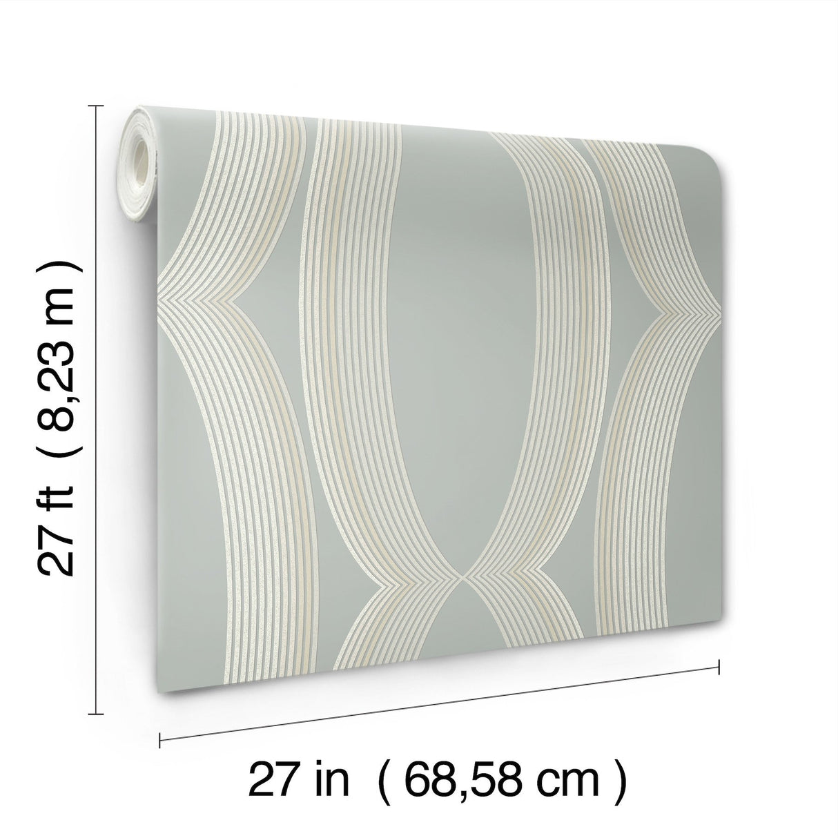 Progression Ogee Light Blue Wallpaper with Geometric Elliptical Motif - York EV3985