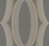 Progression Ogee Charcoal Wallpaper with Geometric Ogee Motif - York EV3986