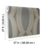Progression Ogee Charcoal Wallpaper with Geometric Ogee Motif - York EV3986