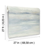 Soothing Mists Scenic Blue Oasis Wallpaper with Watercolor Stripe Motif - York EV3988