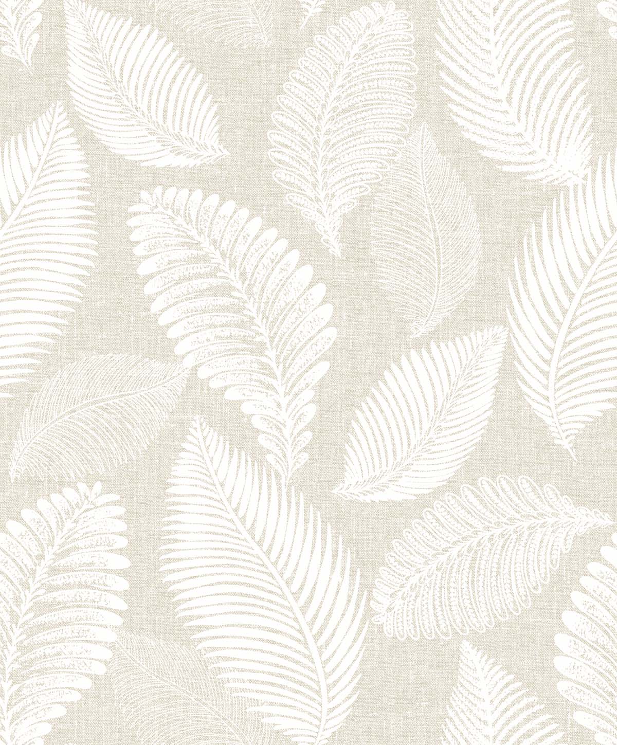 Tossed Leaves wallpaper in Warm Sand with matte finish, featuring an allover leaf motif