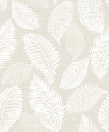 Tossed Leaves wallpaper in Warm Sand with matte finish, featuring an allover leaf motif