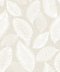 Tossed Leaves wallpaper in Warm Sand with matte finish, featuring an allover leaf motif