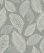 Tossed Leaves botanical wallpaper in Charcoal Linen with a tossed leaf pattern and matte finish.