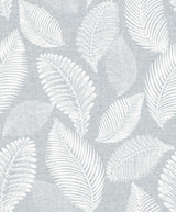 Tossed Leaves botanical leaf wallpaper in Ice grey