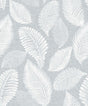 Tossed Leaves botanical leaf wallpaper in Ice grey