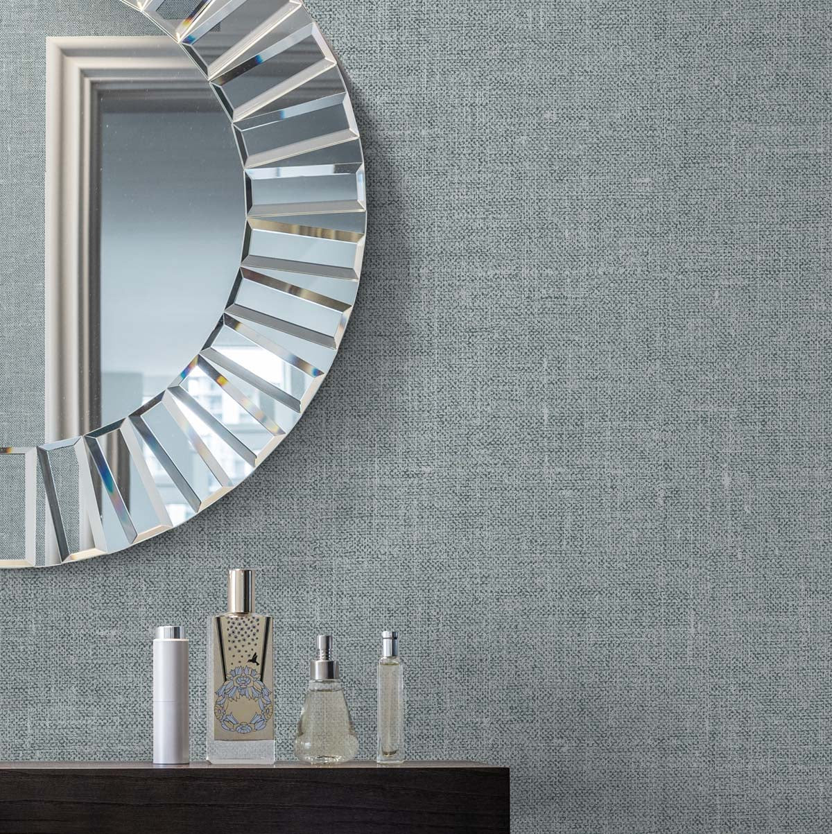 Abington Faux Linen Denim Wash by White Heron Faux Linen Texture Wallpaper – Seabrook Designs EW10102