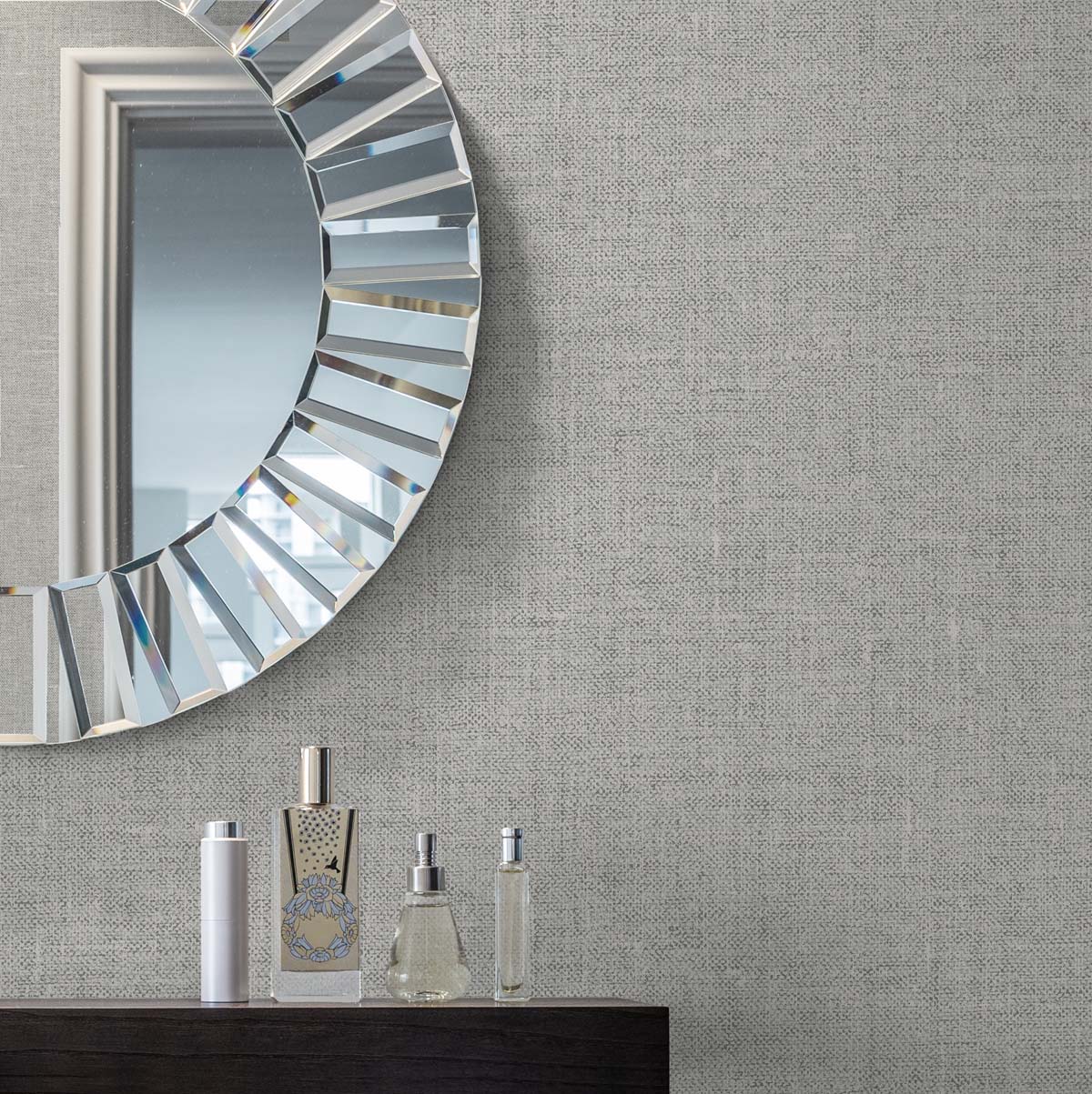 Abington Faux Linen Uniform Grey by White Heron Faux Linen Texture Wallpaper – Seabrook Designs EW10118
