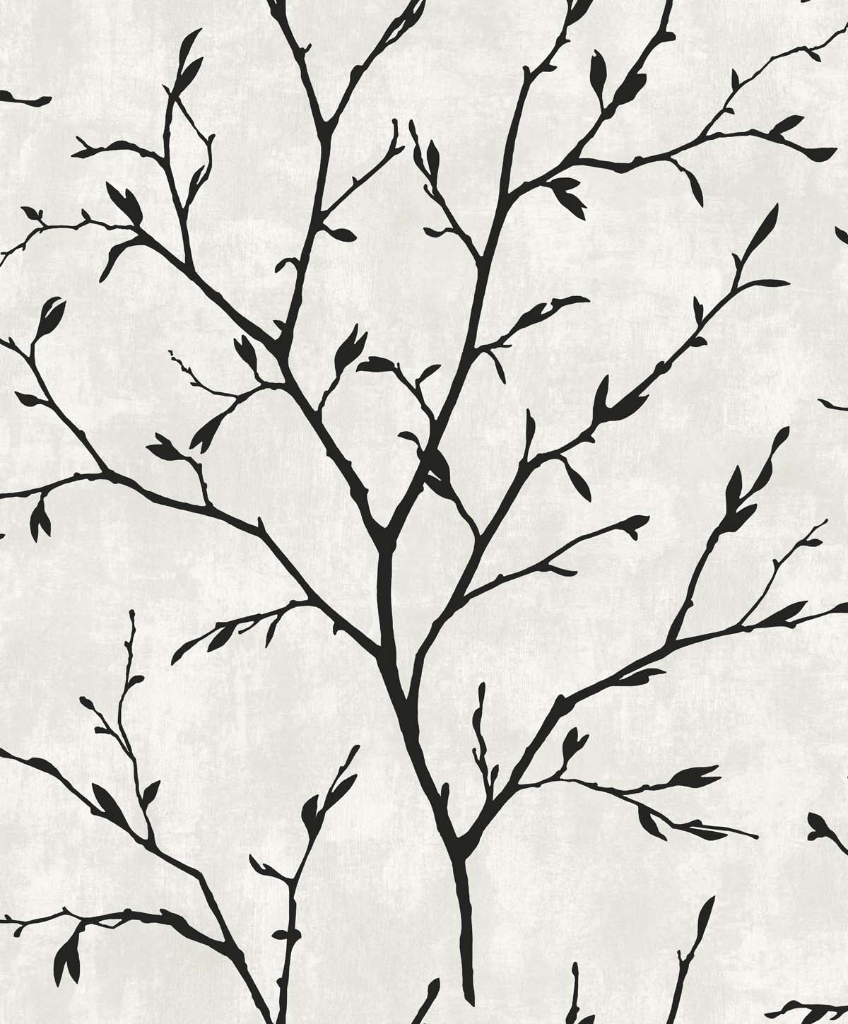 Avena Branches wallpaper in black branch silhouette on an off-white background
