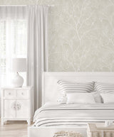 Avena Branches Soft Cream by White Heron Botanical Branch Wallpaper – Seabrook Designs EW10205
