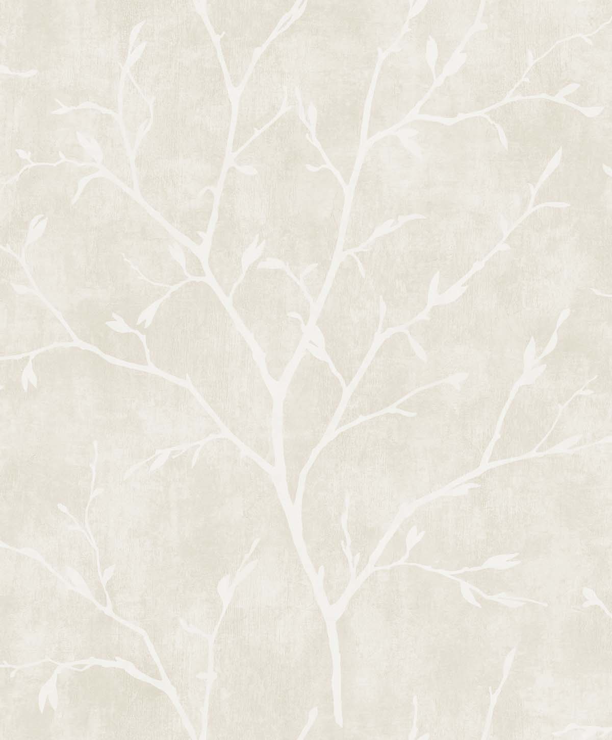 Avena Branches wallpaper in Soft Cream with tonal botanical branch silhouette
